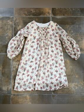 Mabel + Honey Girls' Cream Floral Long-Sleeve Dress